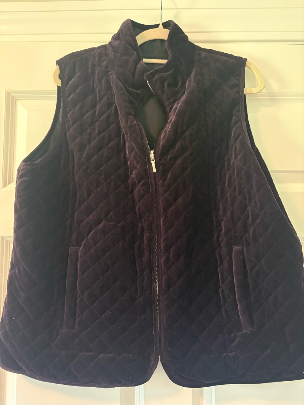 Reversible Vest- quilted velvet on one side, solid black on the other.